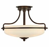 Quoizel Griffin 3 Light 17 Inch Ceiling Light in Palladian Bronze