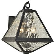 Crystorama Glacier 2 Light 17 Inch Outdoor Wall Light in Black Charcoal