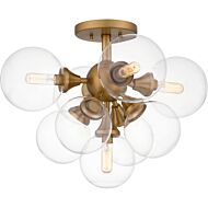 Glinda Five Light Semi Flush Mount in Brushed Weathered Brass by Quoizel