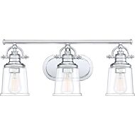 Quoizel Grant 3 Light 10 Inch Bathroom Vanity Light in Polished Chrome