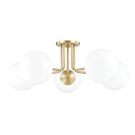 Stella Five Light Semi Flush Mount in Aged Brass by Mitzi