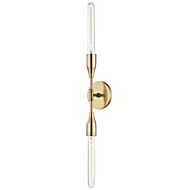 Mitzi Tara 2 Light 30 Inch Wall Sconce in Aged Brass