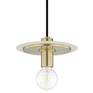 Mitzi Milo 8 Inch Mini Pendant in Aged Brass and White