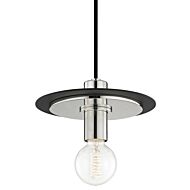 Mitzi Milo 8 Inch Mini Pendant in Polished Nickel and Black