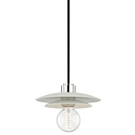 Mitzi Milla 7 Inch Mini Pendant in Polished Nickel and White