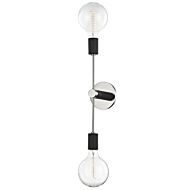 Mitzi Astrid 2 Light 18 Inch Wall Sconce in Polished Nickel and Black