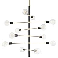 Mitzi Astrid 12 Light Chandelier in Aged Brass and Black