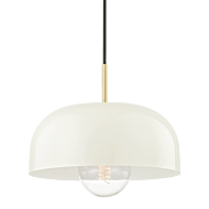 Avery One Light Pendant in Aged BrassCream by Mitzi