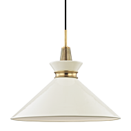 Mitzi Kiki 15 Inch Pendant Light in Aged Brass and Cream