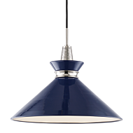 Mitzi Kiki 15 Inch Pendant Light in Polished Nickel and Navy