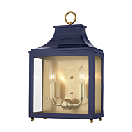 Mitzi Leigh 2 Light 19 Inch Wall Sconce in Aged Brass and Navy