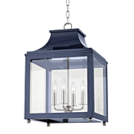 Mitzi Leigh 4 Light 25 Inch Pendant Light in Polished Nickel and Navy