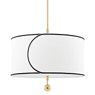 Mitzi Zara 3 Light Pendant Light in Aged Brass