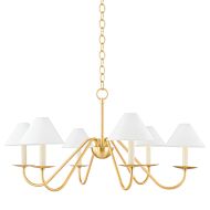 Lenore Six Light Chandelier in Aged Brass by Mitzi