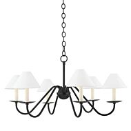 Lenore Six Light Chandelier in Soft Black by Mitzi