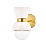 Gillian One Light Wall Sconce in Aged BrassCeramic Gloss Cream by Mitzi