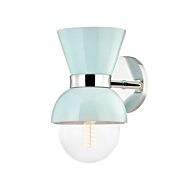 Gillian One Light Wall Sconce in Polished NickelCeramic Gloss Robins Egg Blue by Mitzi