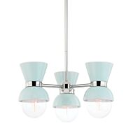 Gillian Three Light Semi Flush Mount in Polished NickelCeramic Gloss Robins Egg Blue by Mitzi