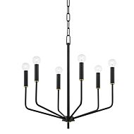 Bailey Six Light Chandelier in Aged BrassSoft Black by Mitzi