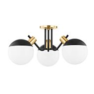 Miranda LED Semi Flush Mount in Aged BrassSoft Black by Mitzi