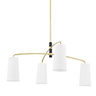 Evelyn Four Light Chandelier in Aged BrassSoft Black by Mitzi