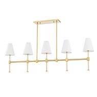 Janelle Five Light Linear in Aged Brass by Mitzi