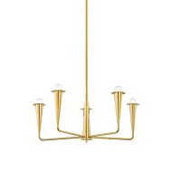 Danna Five Light Chandelier in Aged Brass by Mitzi