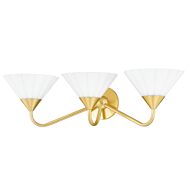 Kelsey Three Light Bath and Vanity in Aged Brass by Mitzi