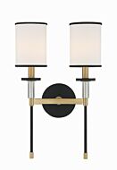 Hatfield Two Light Wall Sconce in Black Forged   Vibrant Gold by Crystorama