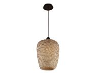 Tulum 1-Light Pendant in Bamboo Wicker And Black