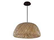 Tulum 1-Light Pendant in Bamboo Wicker And Black