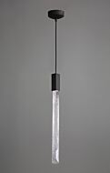 Alpine One Light Pendant in Black With Clear And White Marbleized Blown Glass by Avenue Lighting