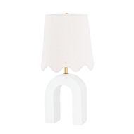 Roshani One Light Table Lamp in Aged BrassCeramic Raw Matte White by Mitzi