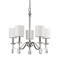 Lily 5-Light Polished Nickel Chandelier With Fabric Shades And Crystal Accents