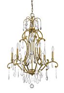 Claire 6-Light Antique Gold Chandelier With Crystal Accents