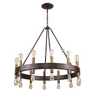 Cumberland 24-Light Wood Finish Chandelier With Raw Brass Sockets