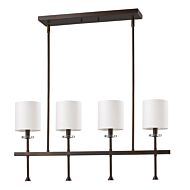 Kara 4-Light Oil-Rubbed Bronze Island Pendant With Fabric Shades And Crystal Bobeches