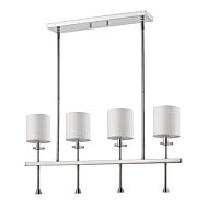 Kara 4-Light Polished Nickel Island Pendant With Fabric Shades And Crystal Bobeches