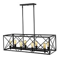 Brooklyn 8-Light Matte Black Island Pendant With Metal Framework Shade