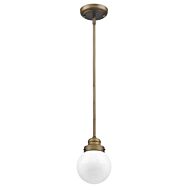 Portsmith 1-Light Raw Brass Pendant With White Globe Shade