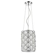 Isabella 1-Light Polished Nickel Drum Pendant With Crystal Accents