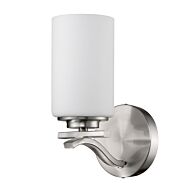 Poydras 1-Light Satin Nickel Sconce With Etched Glass Shade