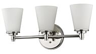 Conti 3-Light Polished Nickel Sconce With Etched Glass Shades