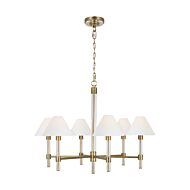 Robert 6 Light Chandelier in Time Worn Brass And Clear Acrylic by Ralph Lauren