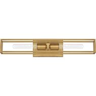 Quoizel Leighton 2 Light 24 Inch Bathroom Vanity Light in Weathered Brass