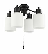 Craftmade 4 Light Universal Energy Star Fan Light Kit in Flat Black w White Glass