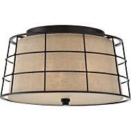 Quoizel Landings 3 Light Flush Mount in Mottled Cocoa