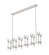 Alora Salita 12 Light Linear Pendant in Polished Nickel And Ribbed Crystal