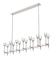 Alora Salita 14 Light Linear Pendant in Polished Nickel And Ribbed Crystal