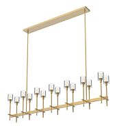 Alora Salita 14 Light Linear Pendant in Vintage Brass And Clear Crystal